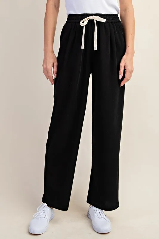 Black Drawstring Elastic Waistband Pants