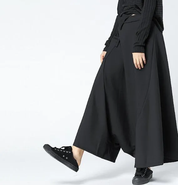 Black Summer Wide Legs Women Casual Harem Pants HD971314