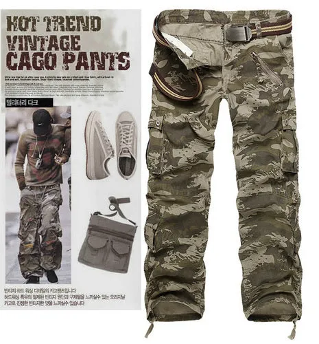 Cargo Camouflage Military Classic Straight Style Men Pants