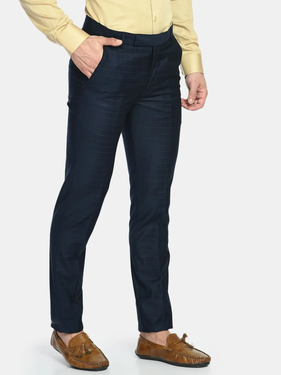 Checks Polycotton Slim Fit Formal Trouser