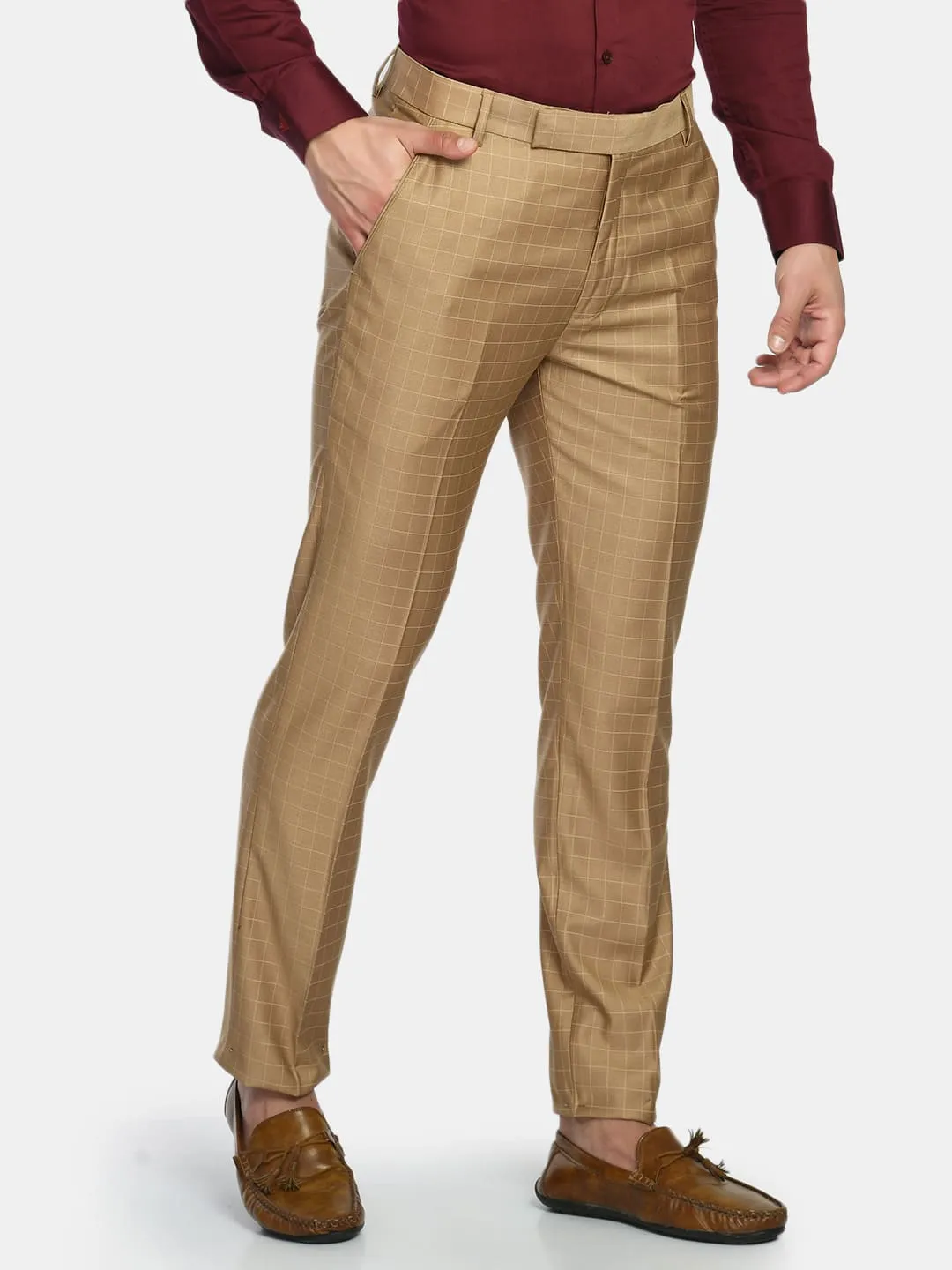 Checks Polycotton Slim Fit Men's Trouser