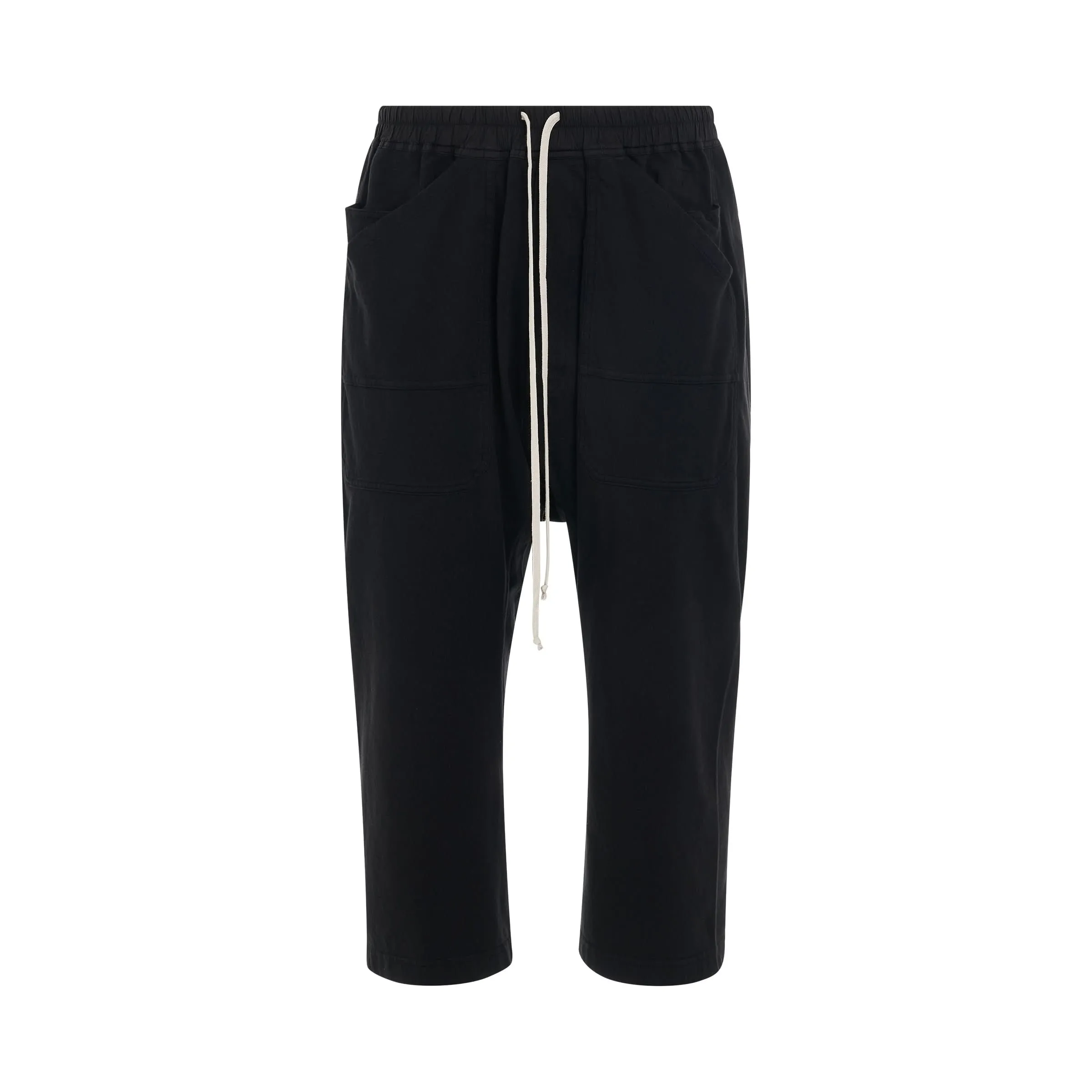 Classic Cargo Cropped Drawstring Pants in Black