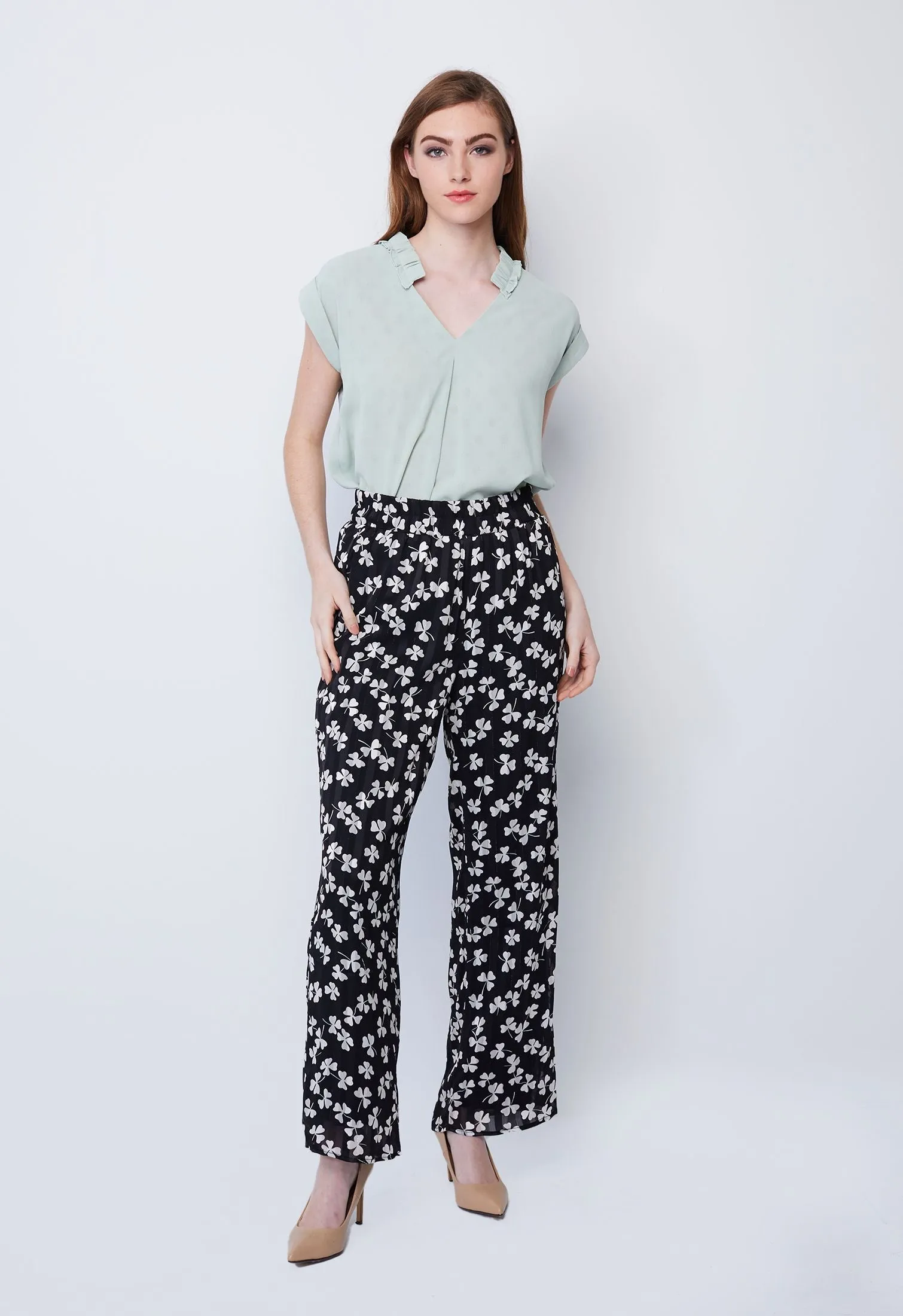 Clover Print Relaxed Pants