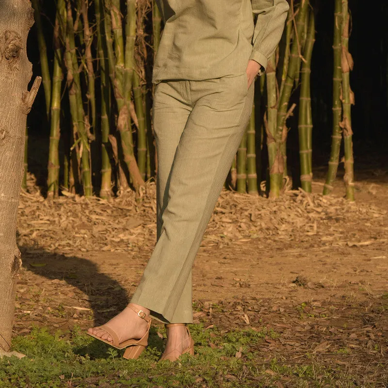 Cotton Trouser For Women | Regular Fit | Full Length | Green