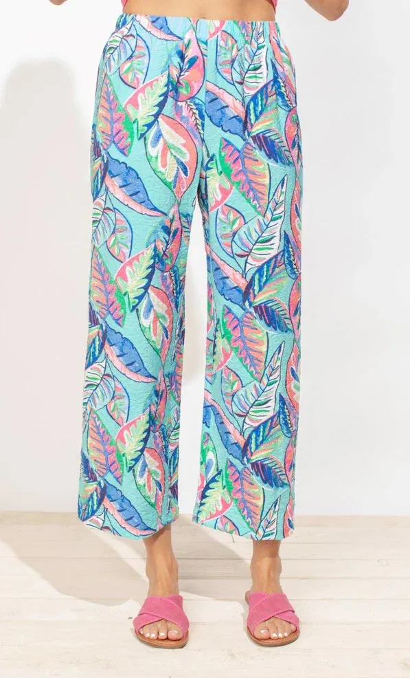 Crinkle Rayon Easy Pant in Leaves Print by Escape