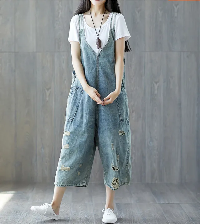 Denim Casual Spring Denim Overall Women Jumpsuits