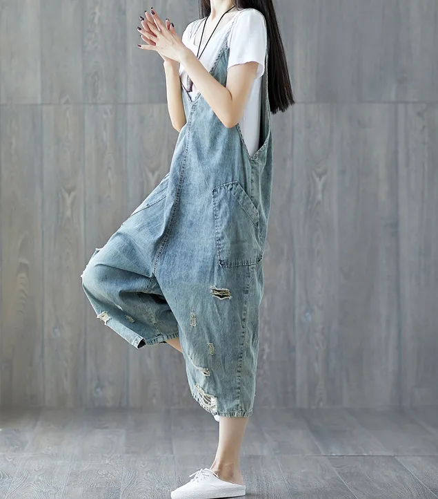 Denim Casual Spring Denim Overall Women Jumpsuits