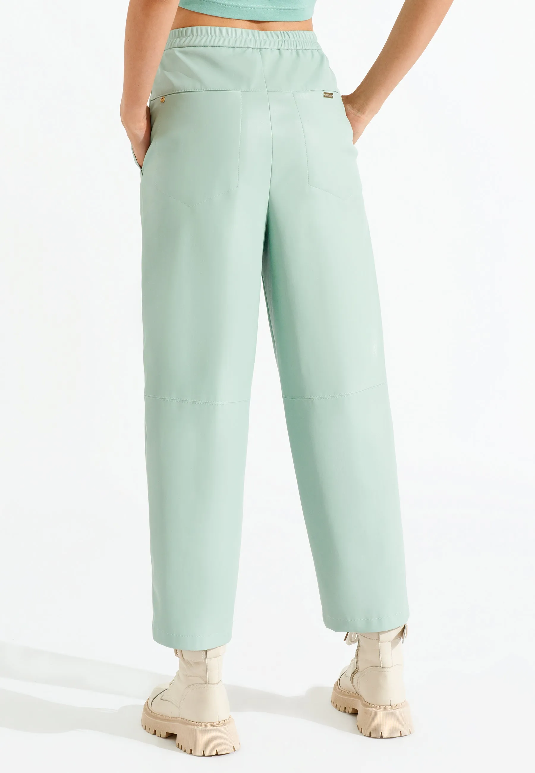 Eco Leather Turquoise Pants