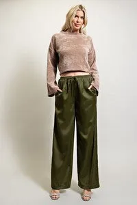 Elastic Band Satin Pants