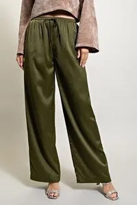 Elastic Band Satin Pants