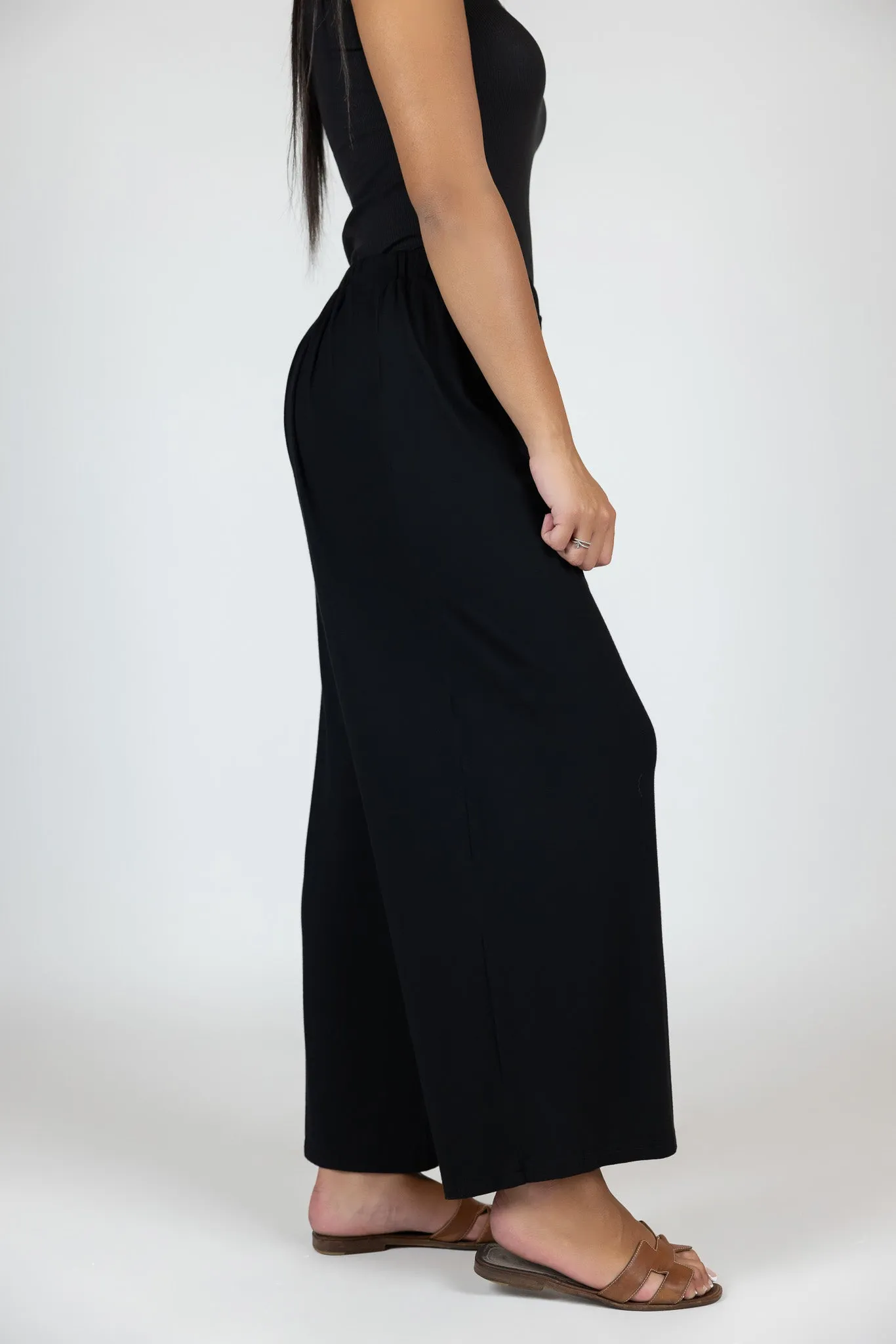 Elastic Jersey Wide Leg Pants