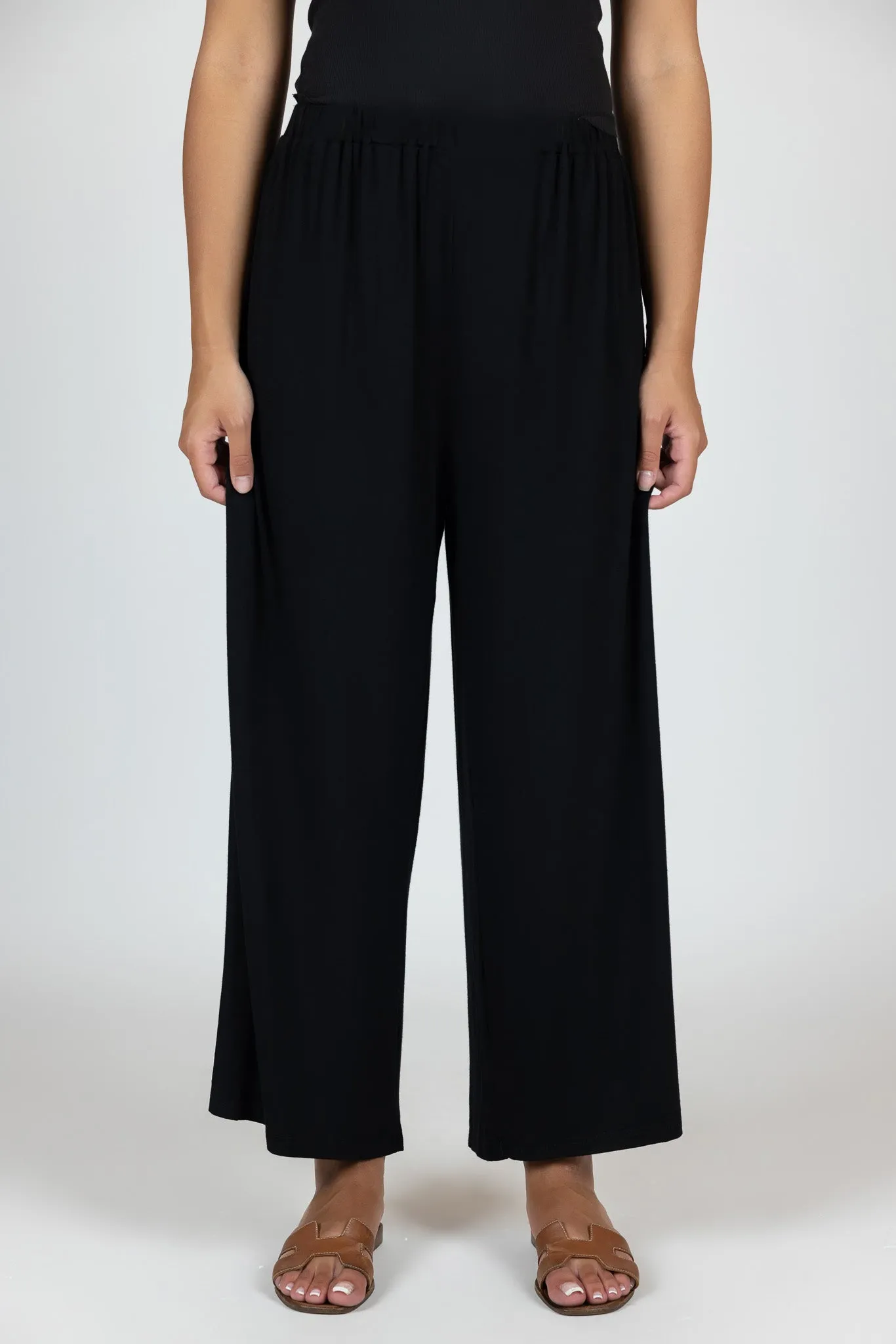 Elastic Jersey Wide Leg Pants