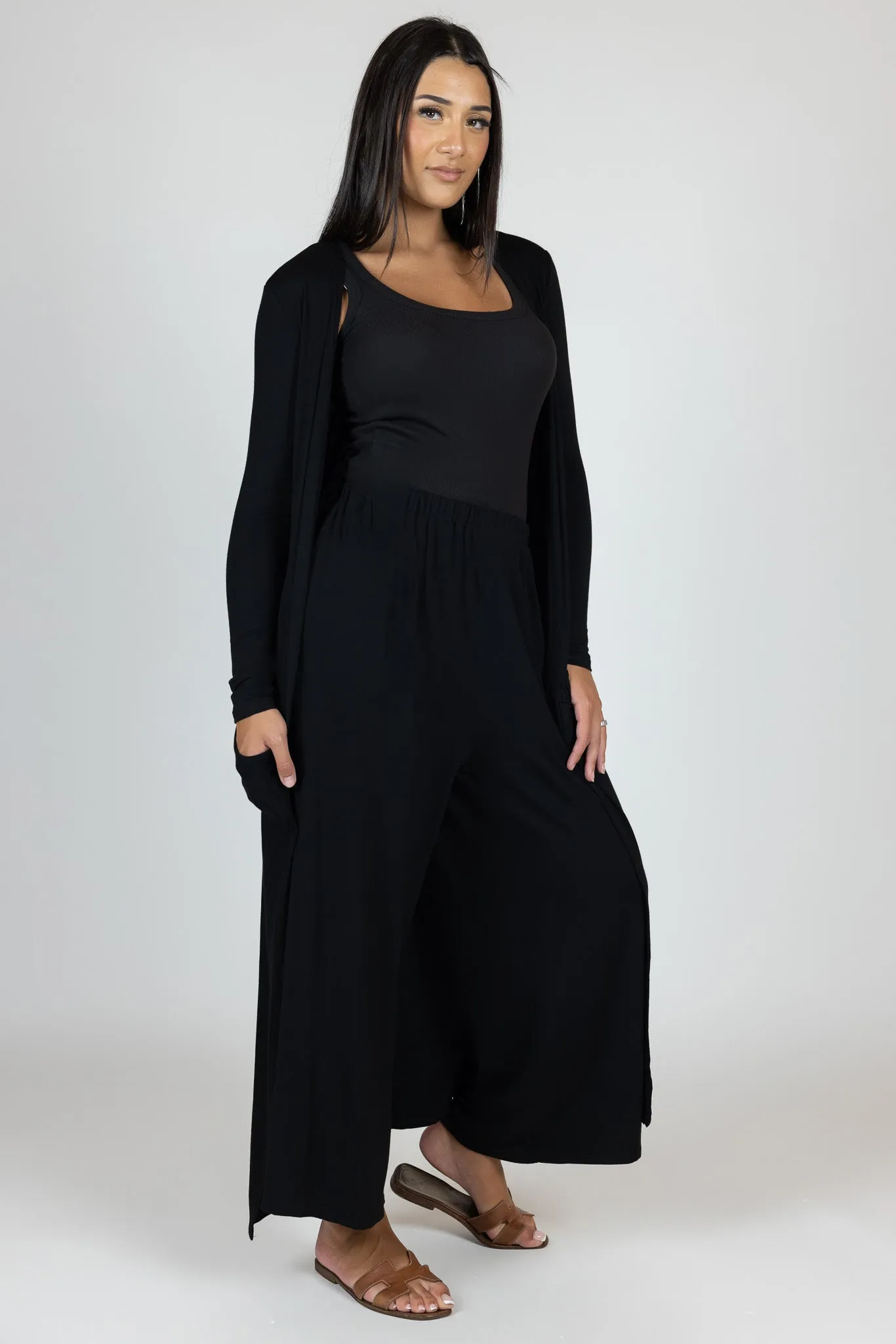 Elastic Jersey Wide Leg Pants