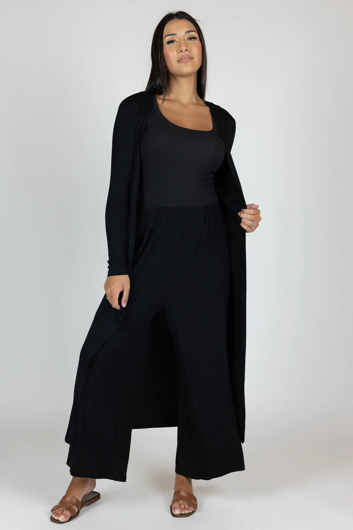 Elastic Jersey Wide Leg Pants