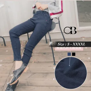 ELASTIC WAIST DENIM  PANTS