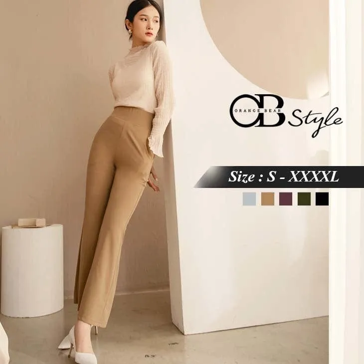 ELASTIC WAIST SLIM SKINNY FLARED PANTS