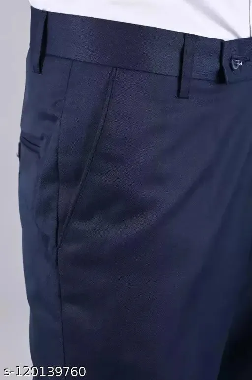 Haul Chic Navy Blue Slim Fit Formal Trouser Pant For Men