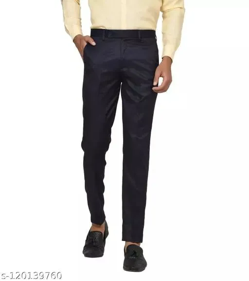 Haul Chic Navy Blue Slim Fit Formal Trouser Pant For Men