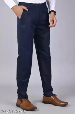 Haul Chic Navy Blue Slim Fit Formal Trouser Pant For Men