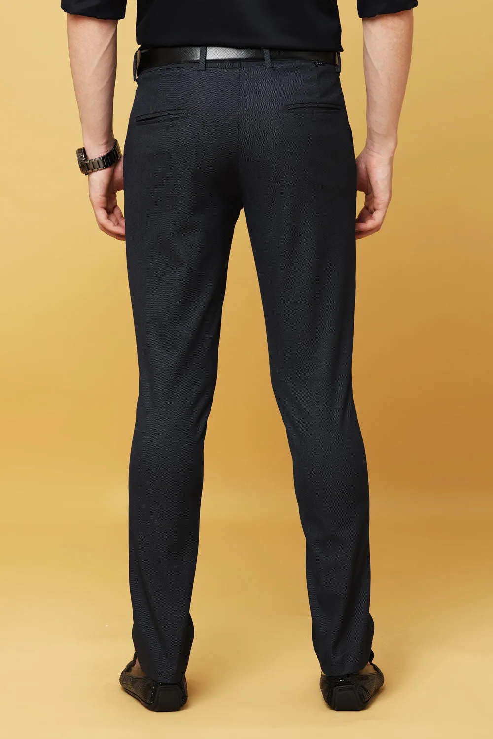 Ivyn Slim-Fit Navy Blue Formal Trouser for Men's