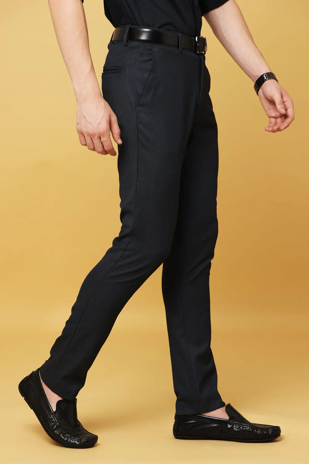 Ivyn Slim-Fit Navy Blue Formal Trouser for Men's