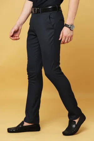 Ivyn Slim-Fit Navy Blue Formal Trouser for Men's