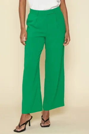 Kelly Green Pintuck Wide Leg Trouser