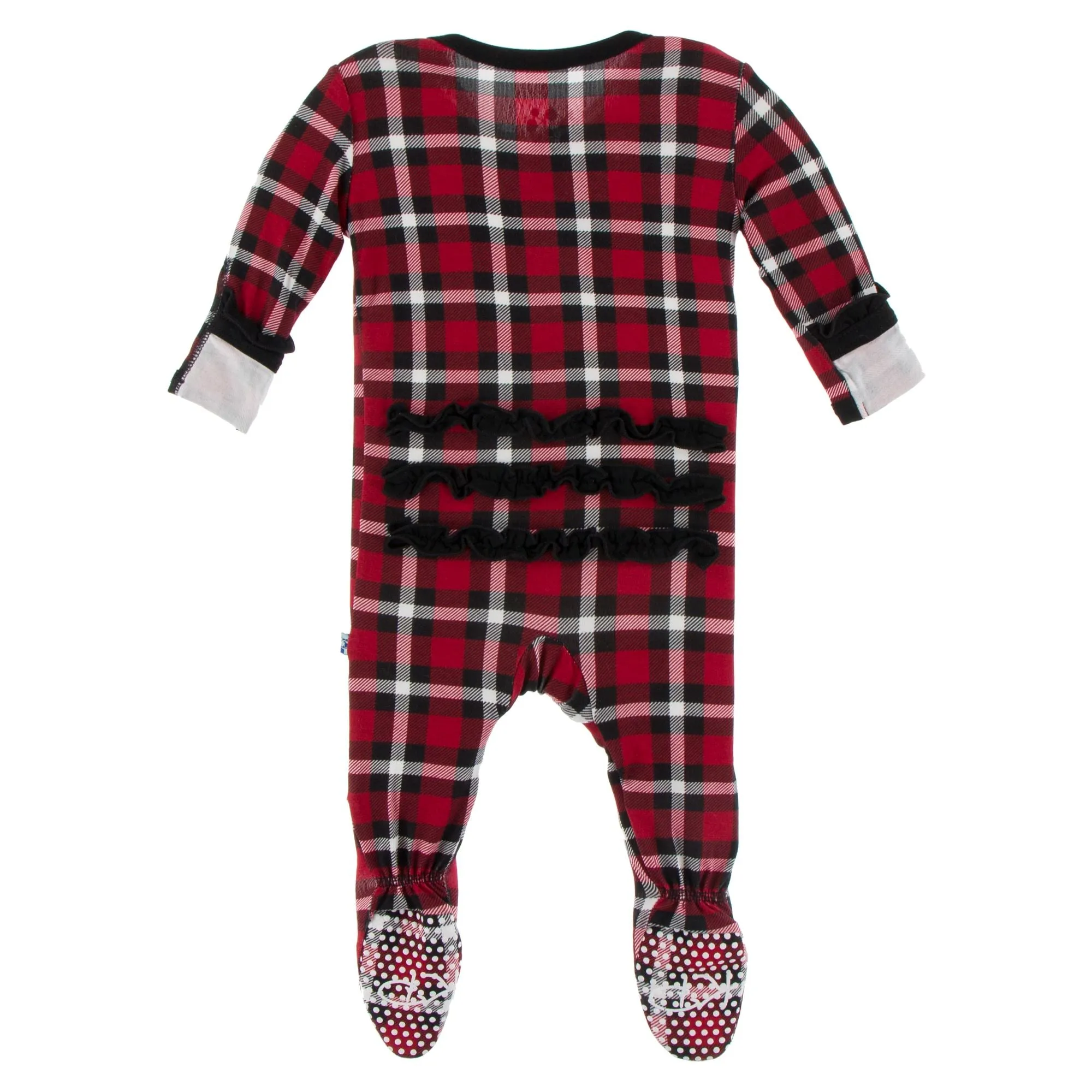 KicKee Pants Crimson 2020 Holiday Plaid Classic Ruffle Footie with Zipper