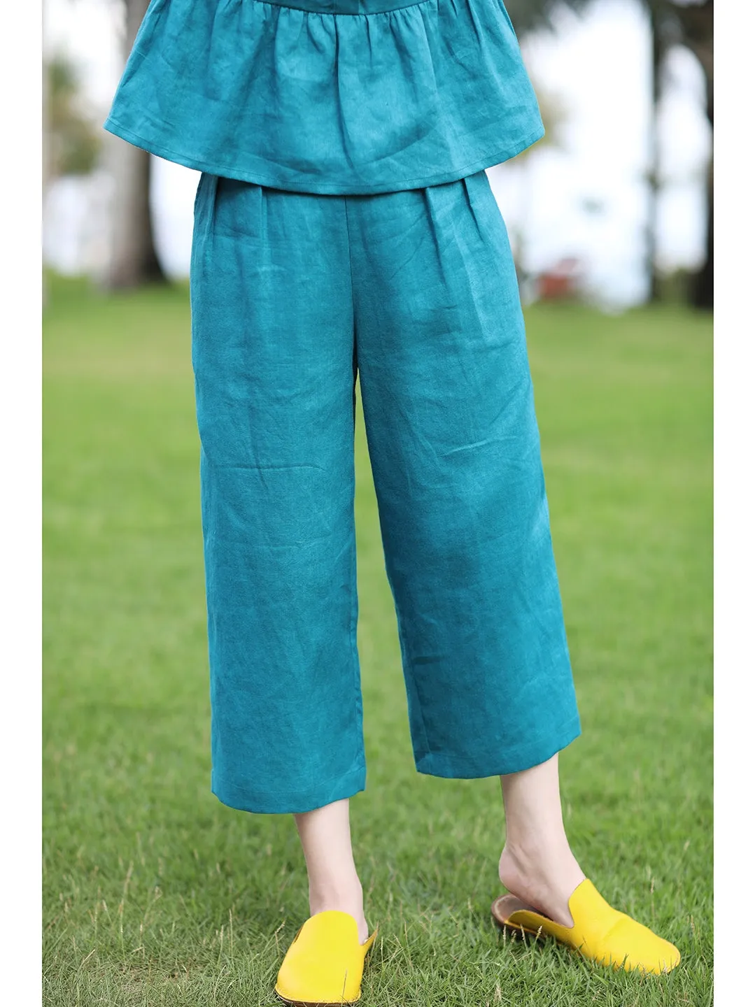 Linen Summer Autumn Women Casual Pants with Pockets SMM97217