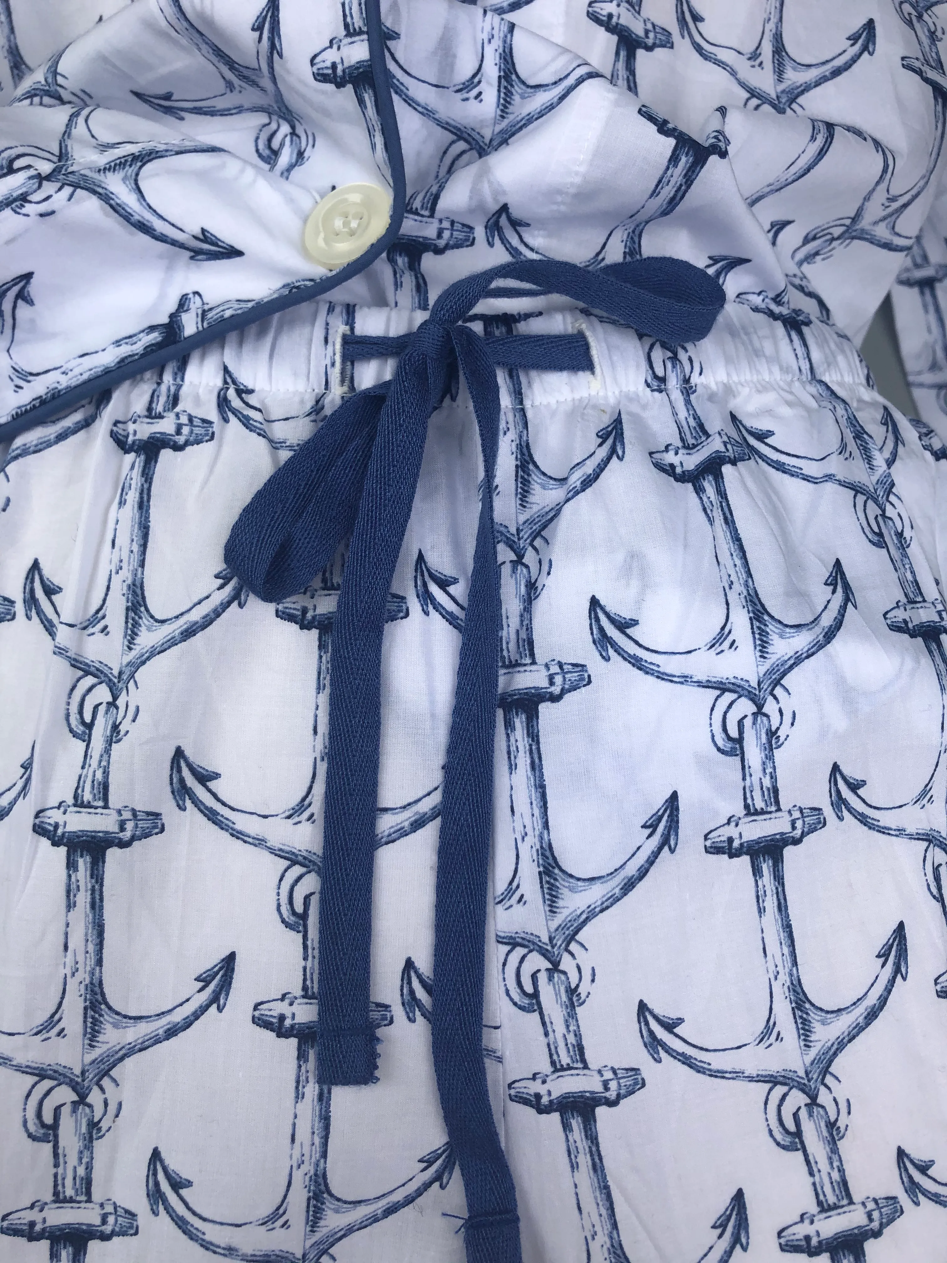 Long Sleeve Classic Pajama Set - Anchors Away Print