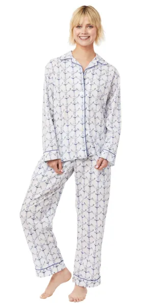 Long Sleeve Classic Pajama Set - Anchors Away Print