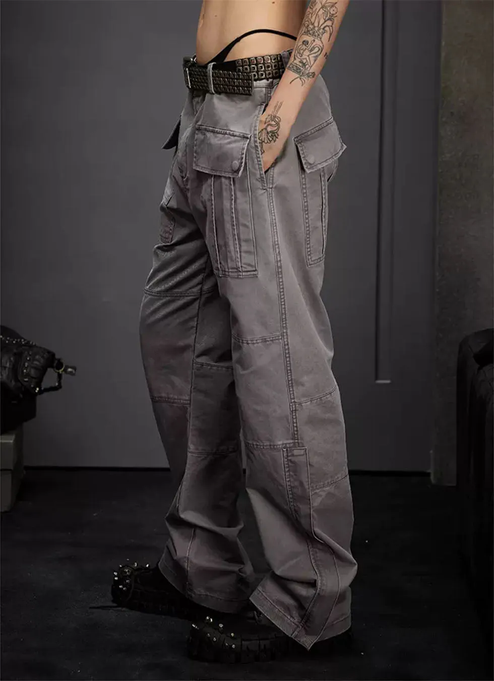 Multi-pocket street casual pants