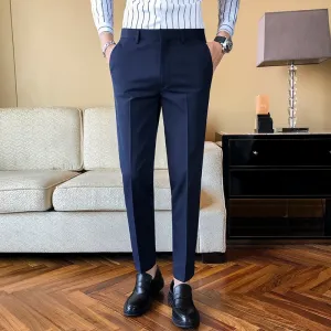 New Business Dress Pants Men Solid Color Office Social Formal Suit Pants Casual Streetwear Wedding Trousers Pantalon Homme