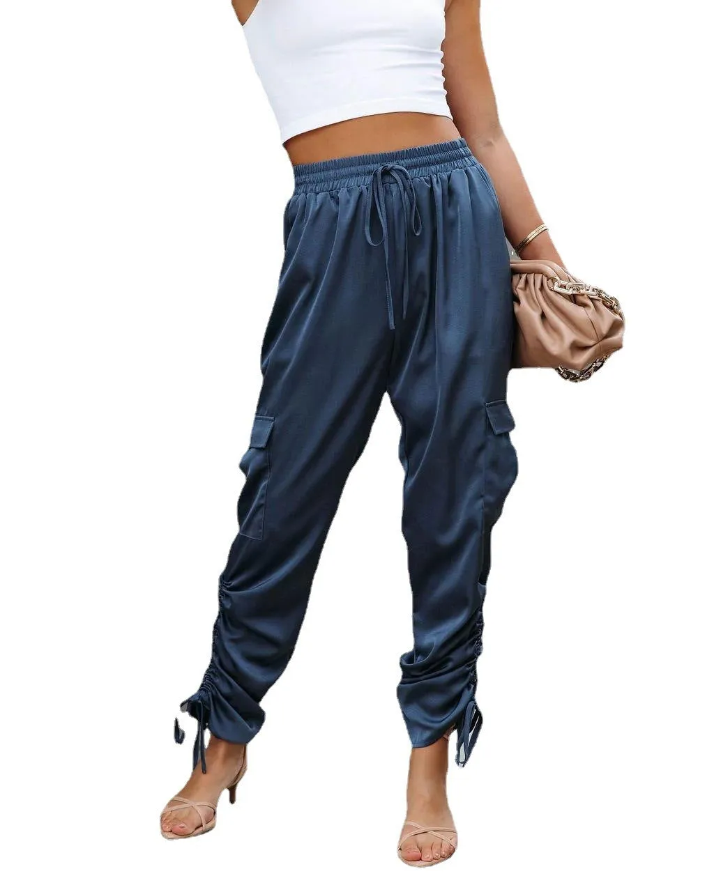 Nsquared Lace-up Elastic Waist With Pocket Pants Casual Pants