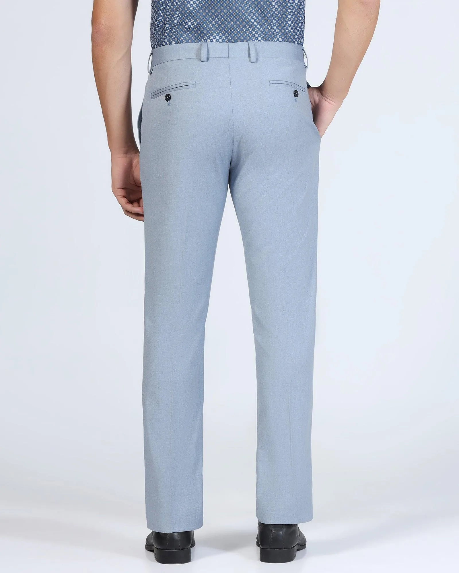 Eldorado B-95 Slim Fit Formal Solid Light Blue Trousers - Ultimate Comfort