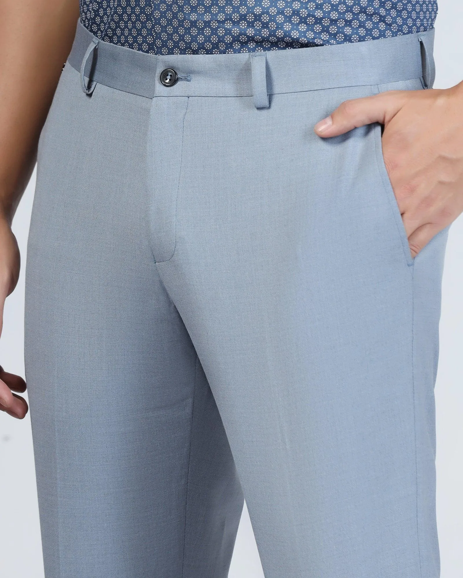 Eldorado B-95 Slim Fit Formal Solid Light Blue Trousers - Ultimate Comfort