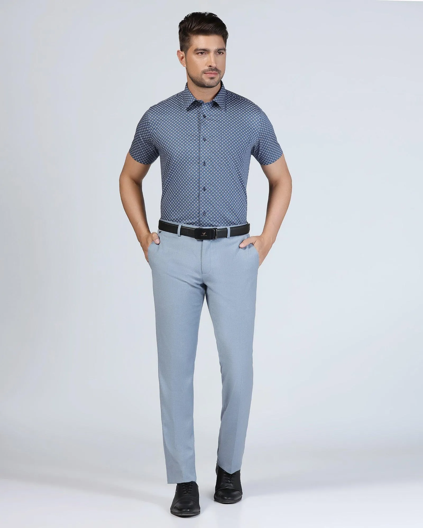 Eldorado B-95 Slim Fit Formal Solid Light Blue Trousers - Ultimate Comfort