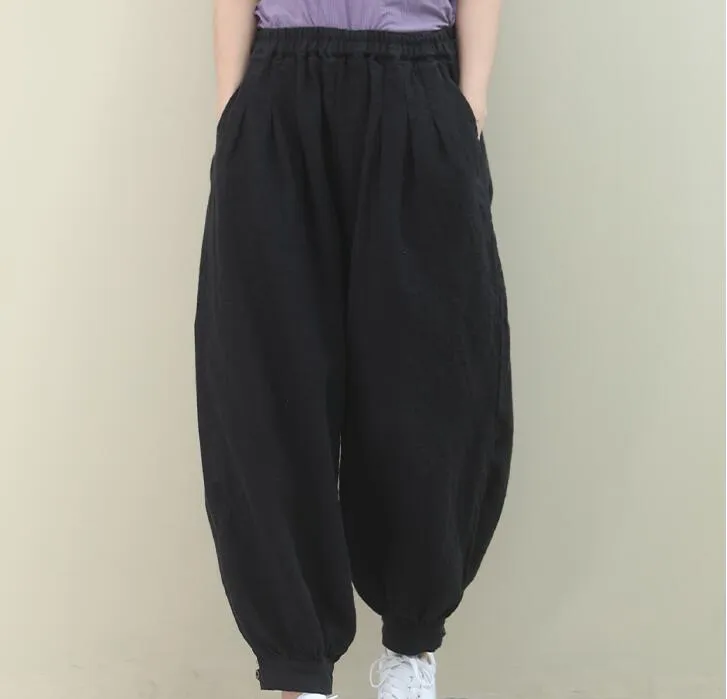 Summer Loose Linen Wide Leg Women Casual Pants WG05131