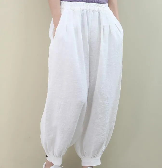 Summer Loose Linen Wide Leg Women Casual Pants WG05131