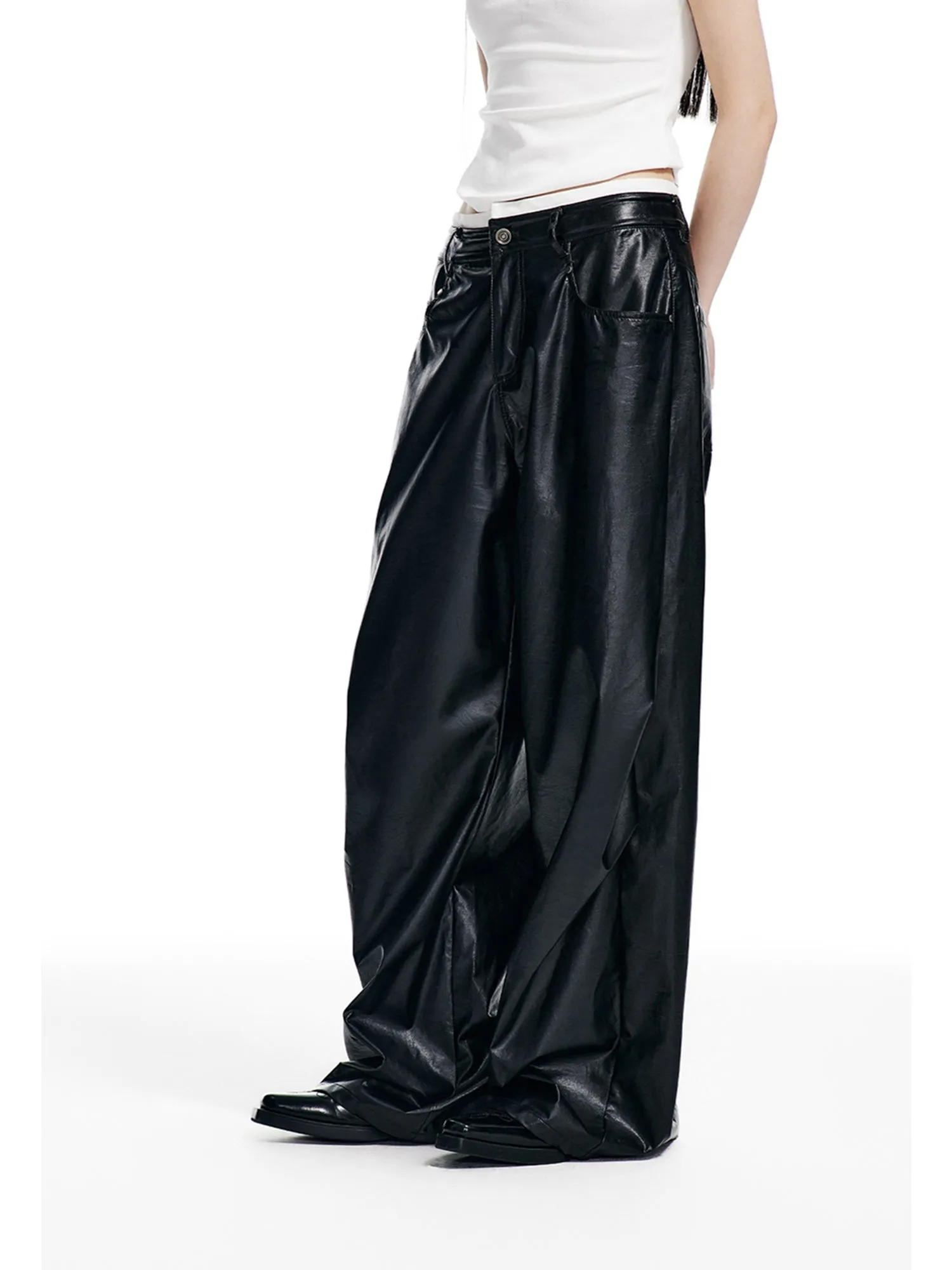 WESAME LAB RETRO STITCHING LEATHER PANTS