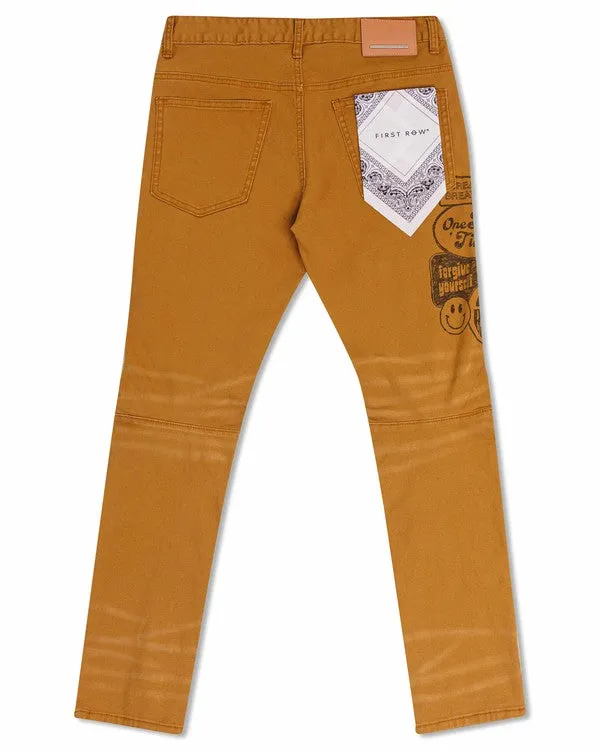 Wheat Spring Break Hand Drawing Slim Fit Pants