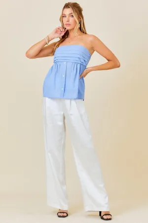 White High Waist Wide Leg Satin Pants